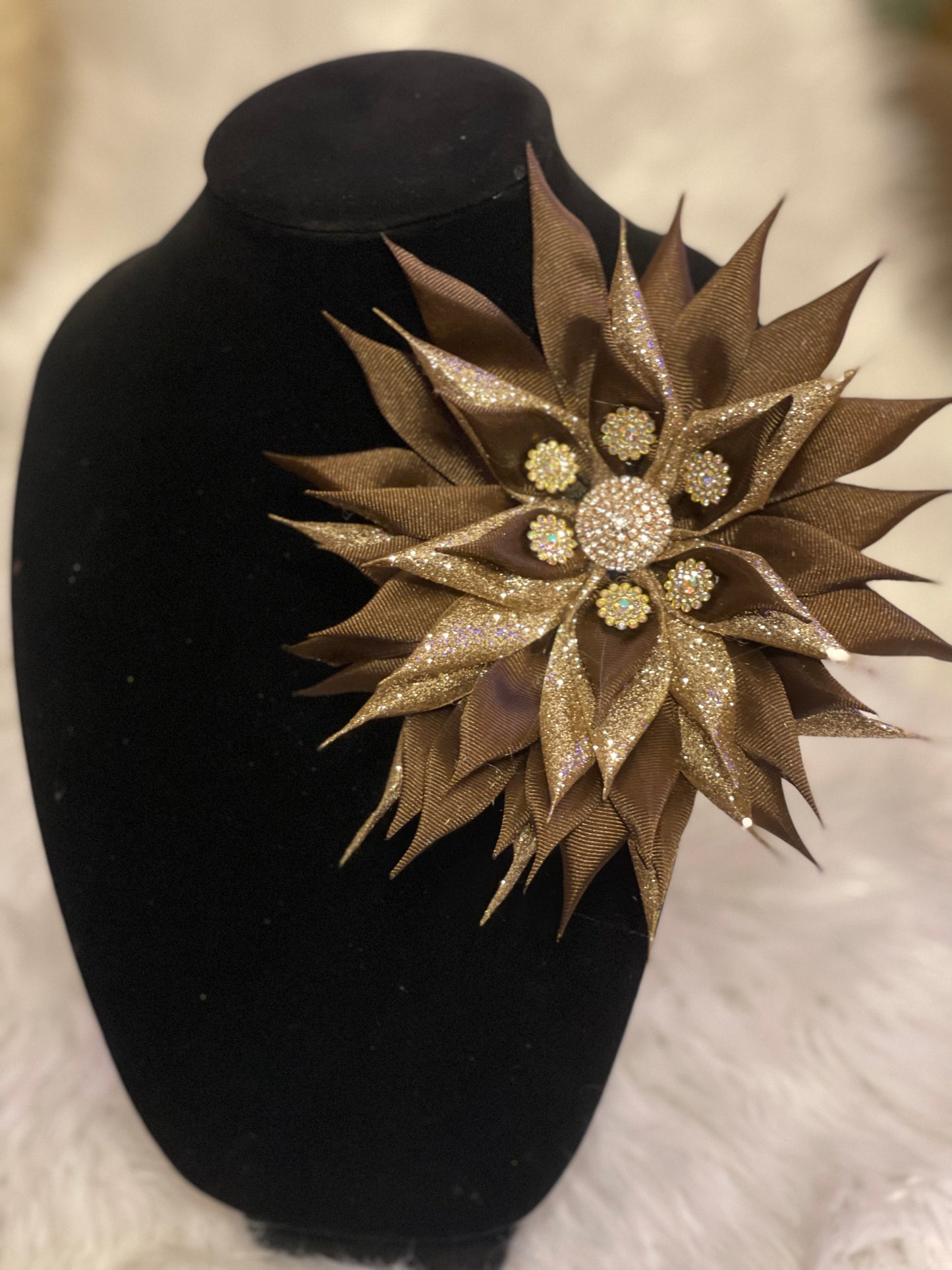 Large Brown & Gold Brooch