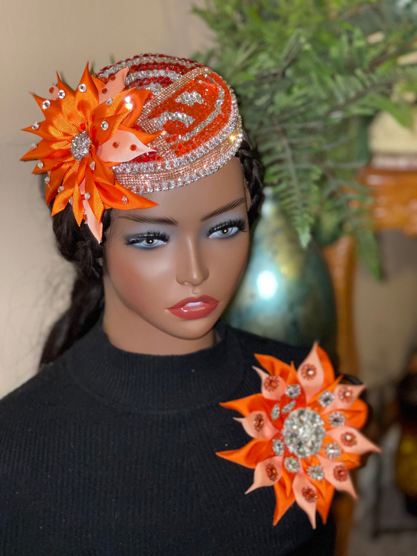 Orange, peach and silver set