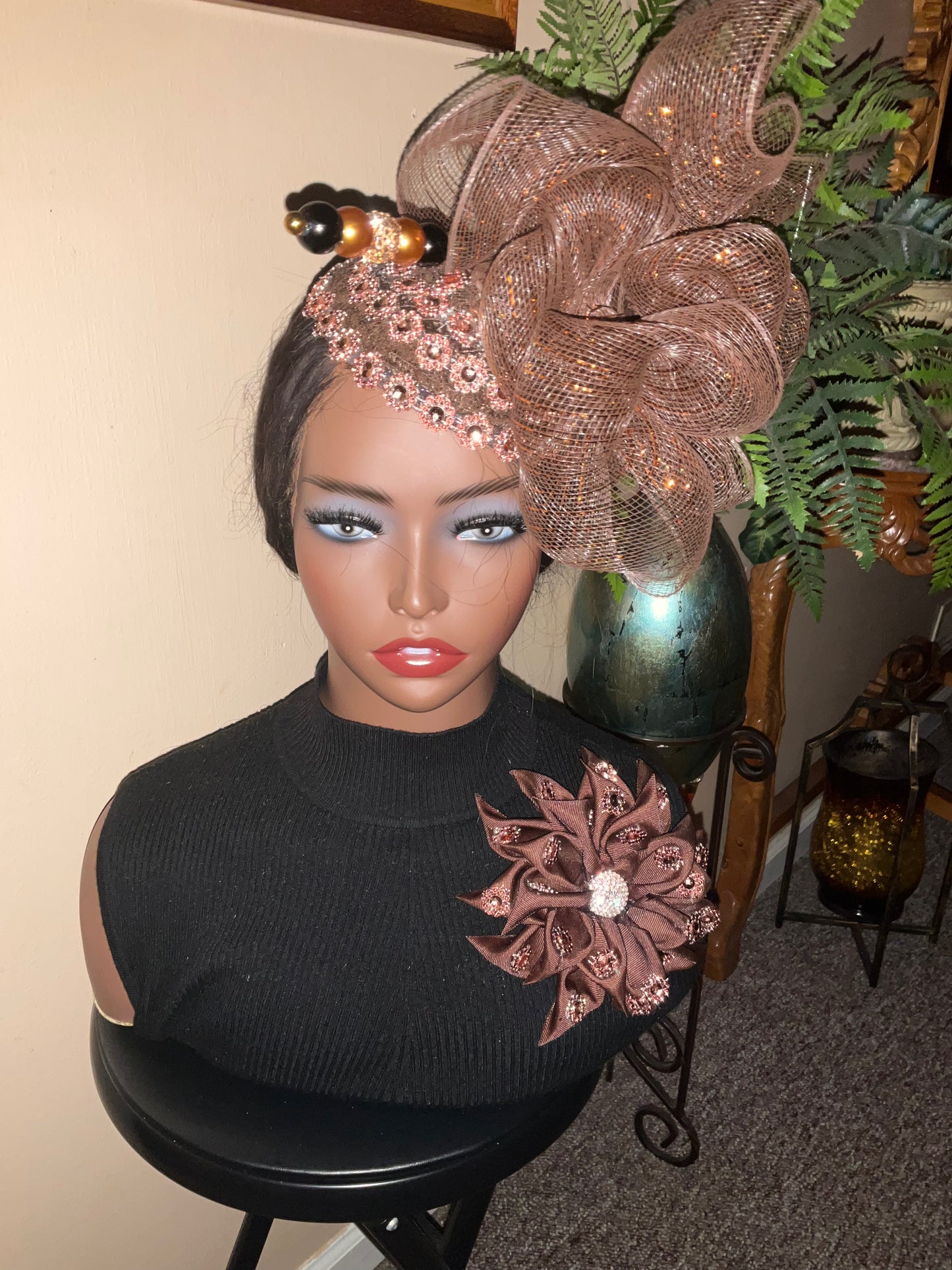 Fascinator Hat and Large Brooch Sets