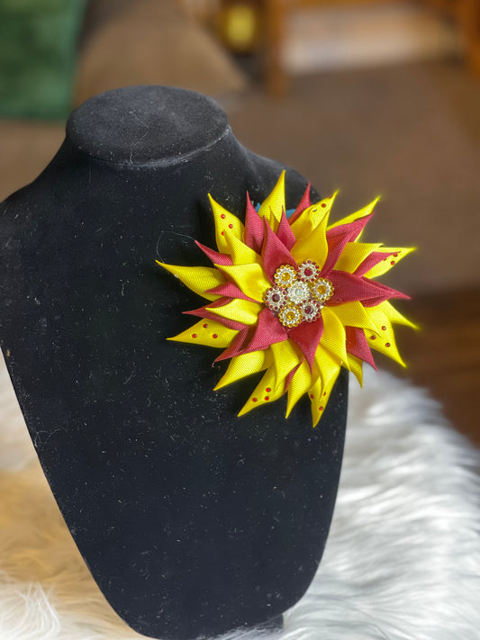 Medium Yellow & Burgundy Brooch