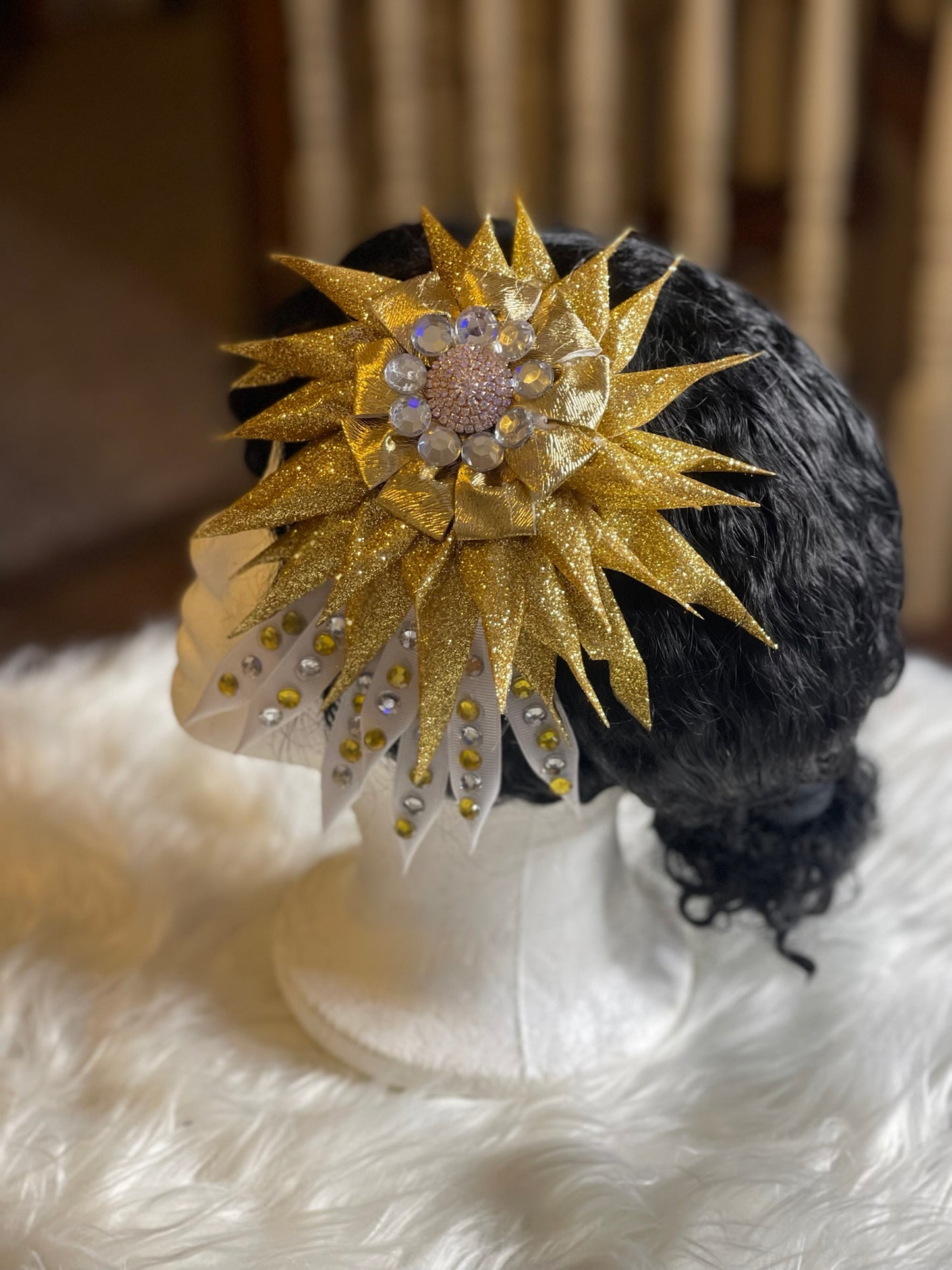 Gold & White Fascinator Hat