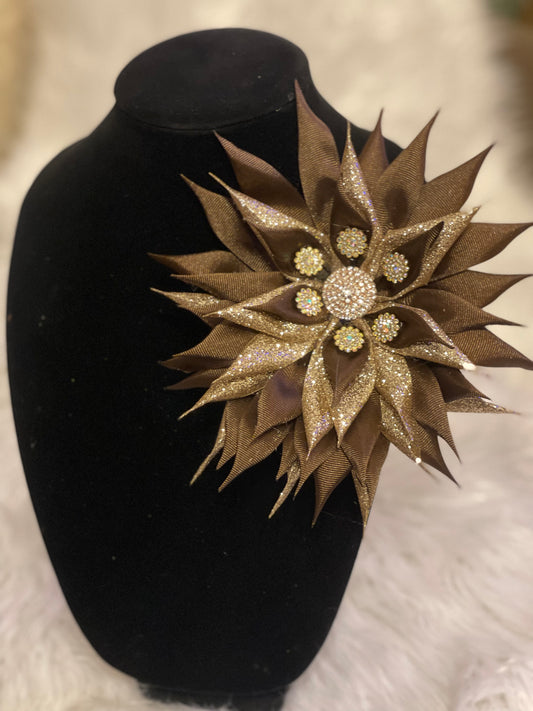 Large Brown & Gold Brooch