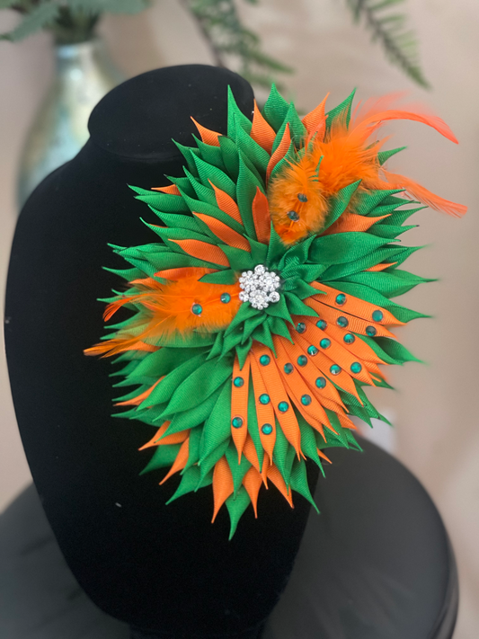 Green and Orange Oversized Brooch