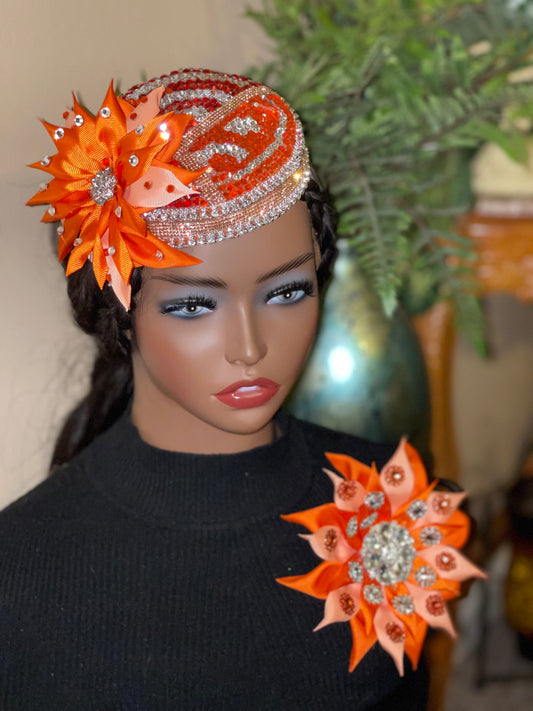 Orange, peach and silver set