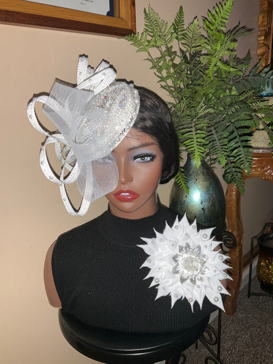 Fascinator Hat and Large Brooch Sets